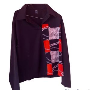 Black red & gold chain shirt & pants set